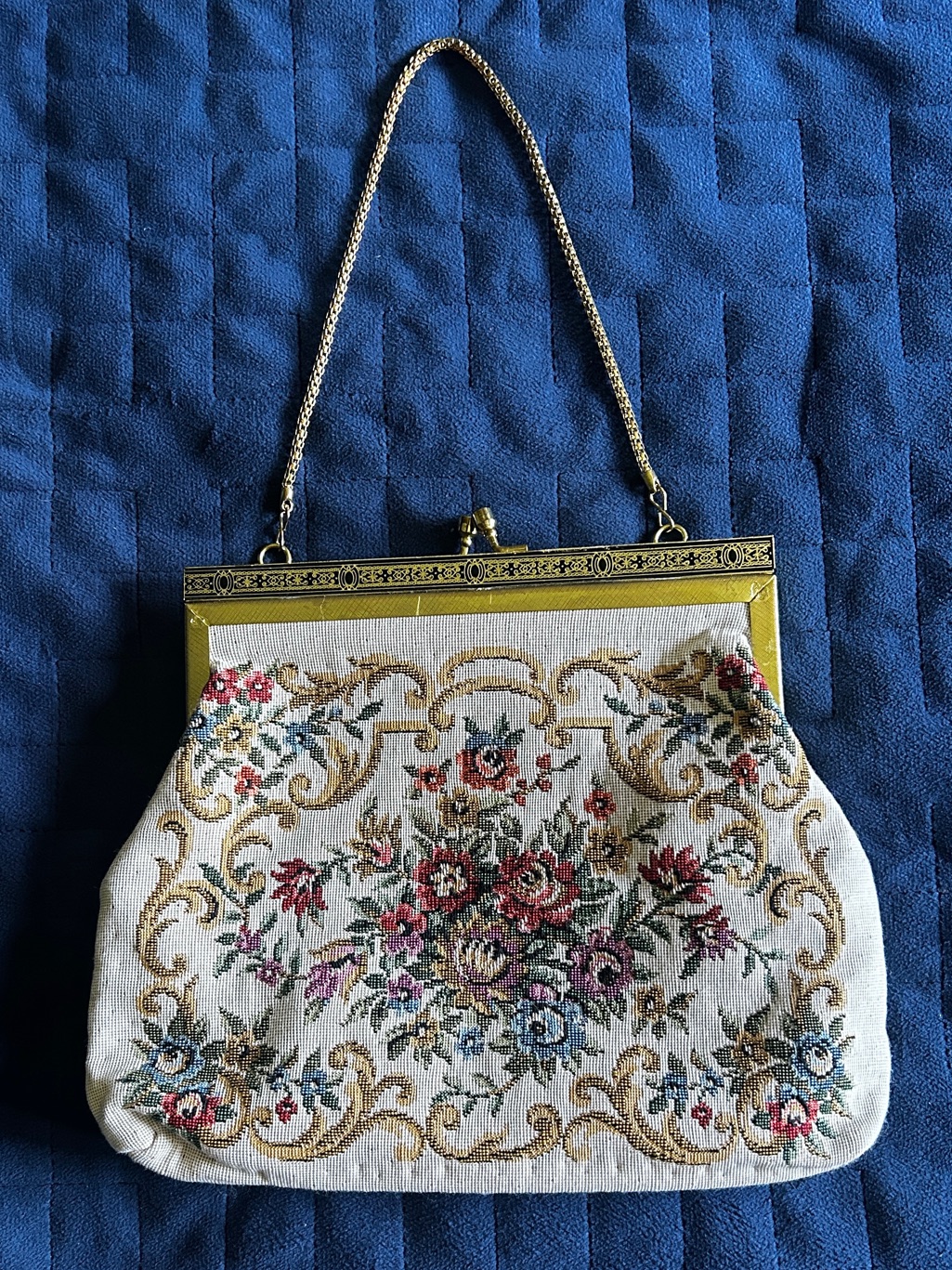 Vintage Floral Tapestry Evening Bag